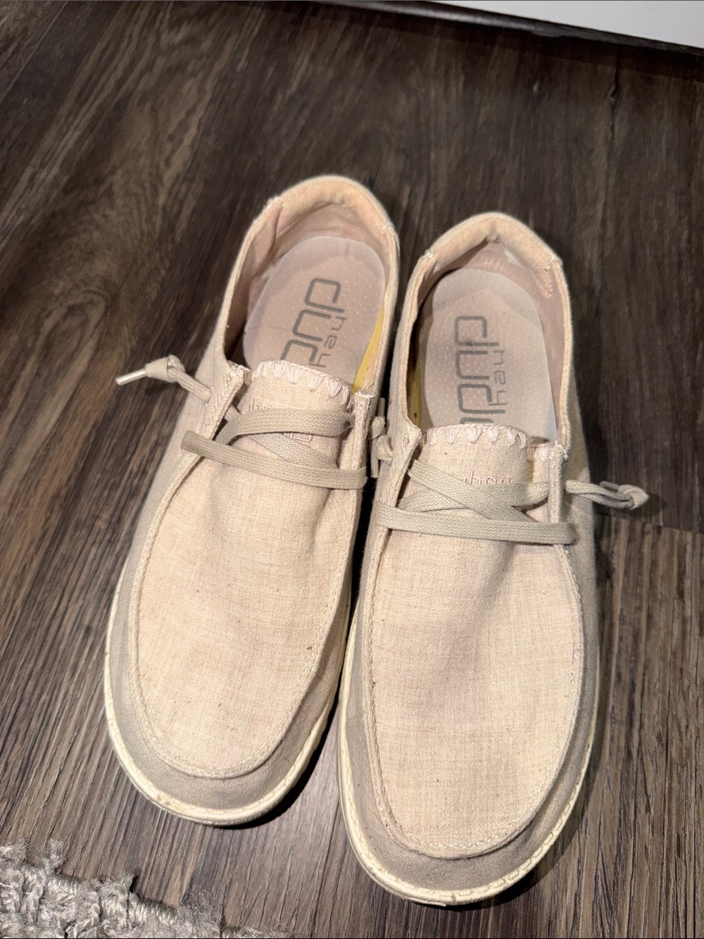 Hey Dude Natural Tan Canvas Slip-Ons